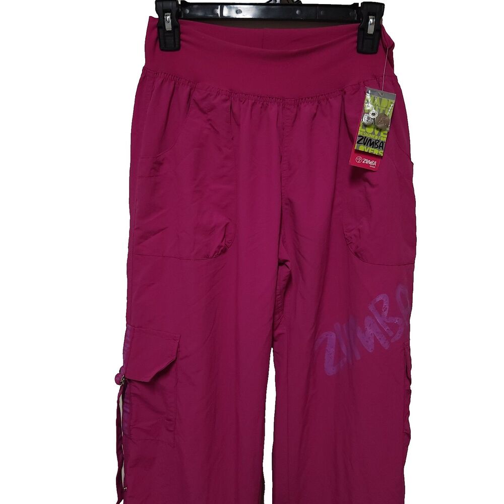 ZUMBA Pants Convertable Capri Dance Fitness Elite Wear Women's Pockets Pink XL - Picture 2 of 6